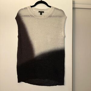 J. Crew XS Sleeveless Sweater Tank Top Tunic White Black Brown Tie Dye Women EUC